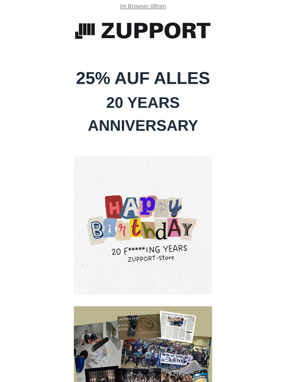 20 YEARS ANNIVERSARY ! 25% AUF ALLES !