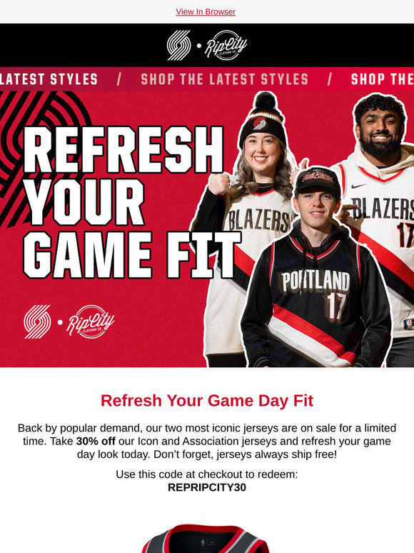 Back By Popular Demand: 30% Off Blazers Jerseys