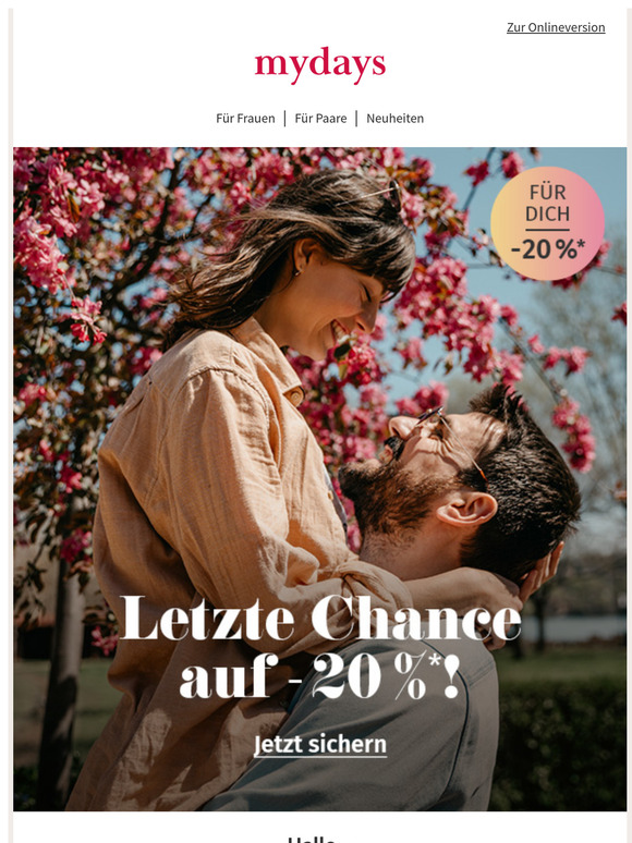 Letzte Chance auf 20 % Rabatt 💘🥂