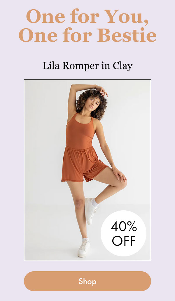 One for You, One for Bestie Lila Romper in Clay 40% Off [Shop]
