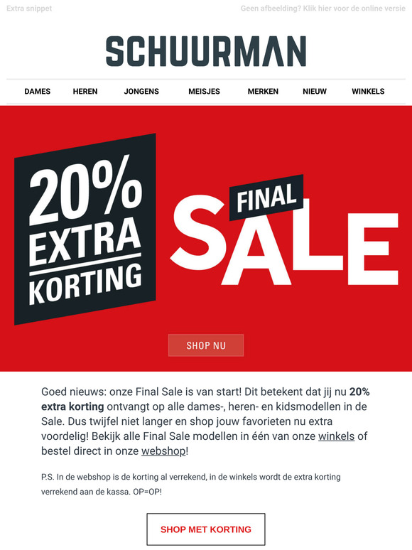 🚨 Final Sale: nu 20% extra korting op alle Sale!