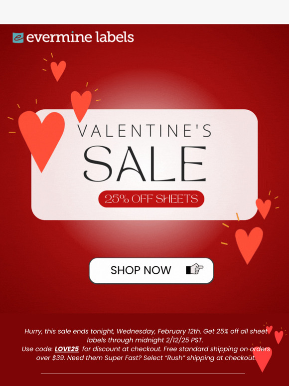Happy Valentines! Fall in love with 25% off Sheets.