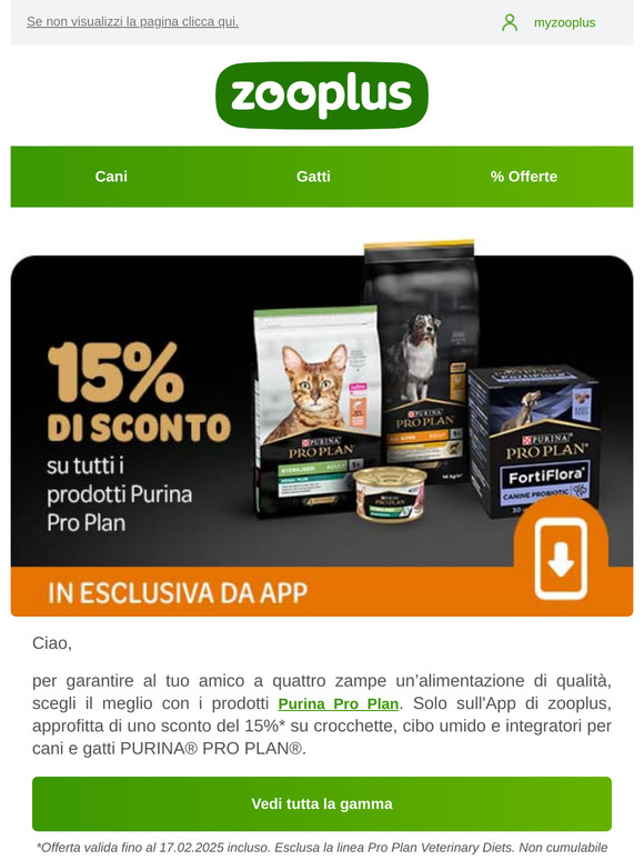 🔥15% di sconto su PURINA® PRO PLAN®