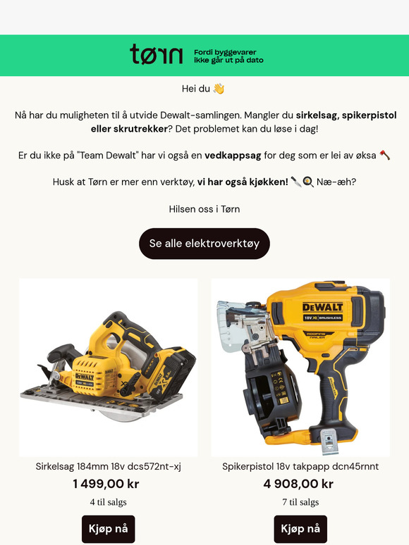 DEWALT sirkelsag, spikerpistol, skrutrekker og...kjøkken? 🍳