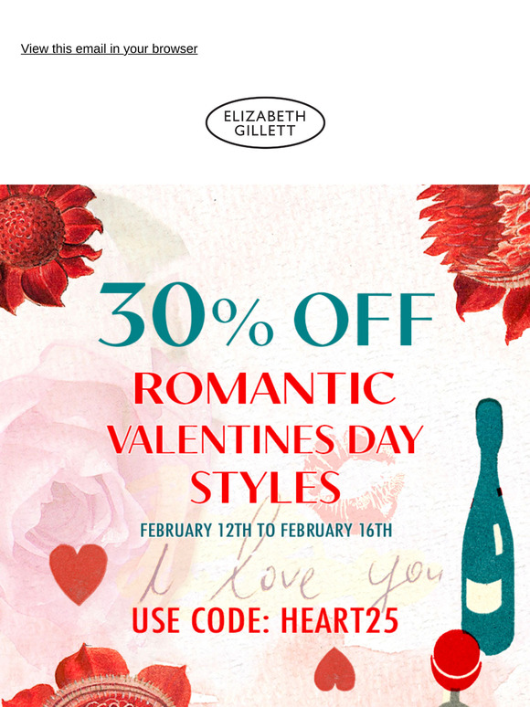 30% Off ROMANTIC VALENTINES DAY STYLES