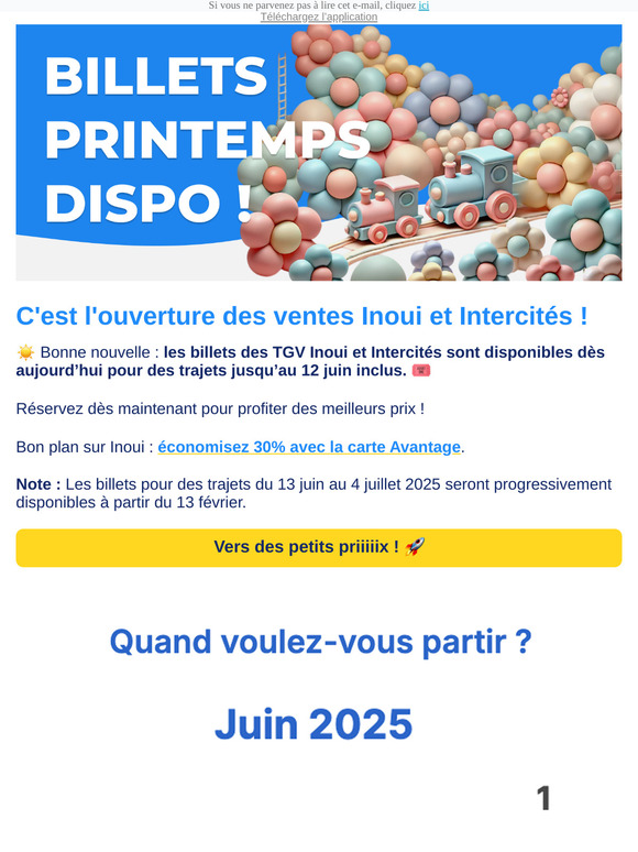 C'est l'ouverture 🚂 Les billets pour vos prochaines vacances sont là !