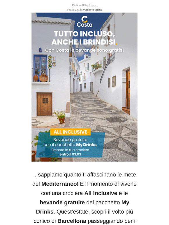 Imperdibile! —, il Mediterraneo da scoprire con My Drinks gratuito!