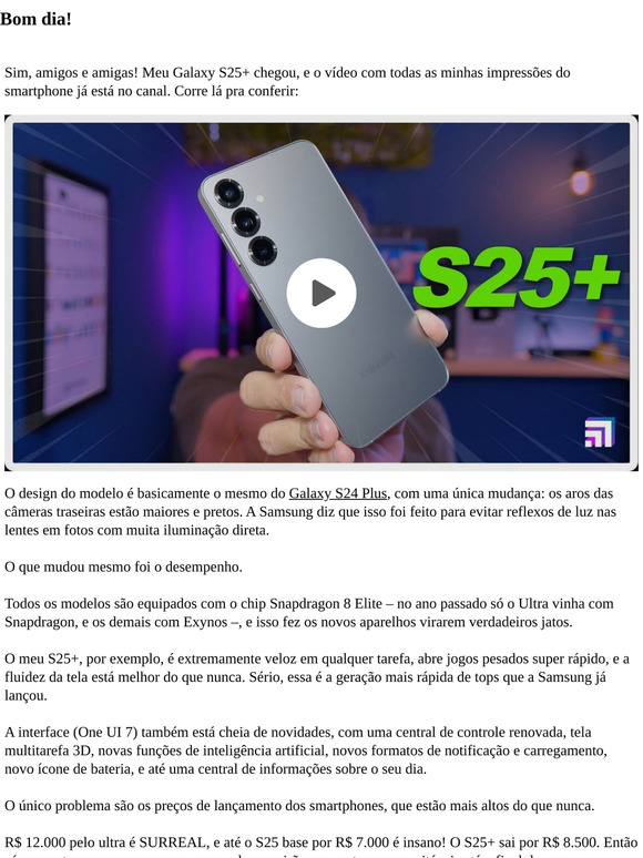 Chegou o meu Galaxy S25+, e ele é MUITO RÁPIDO!