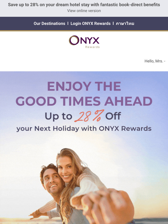 ⭐ —, Good Times Ahead with ONYX Rewards. Memorable Adventures for Less Await