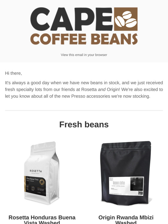 Fresh Beans and New Presso Accessories!