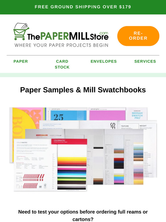 Try Before You Buy: Free Shipping on Paper Samples and Swatchbooks