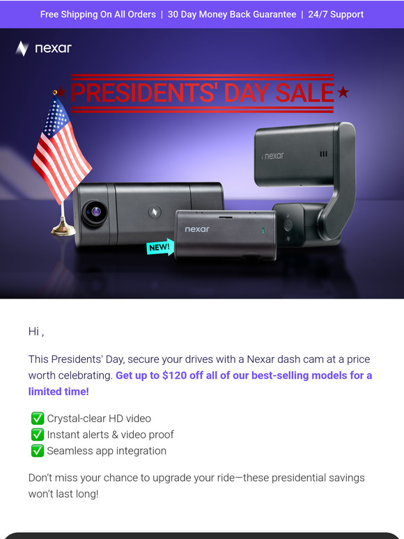 Presidential Savings: Up to $120 Off Nexar Dash Cams! 🇺🇸