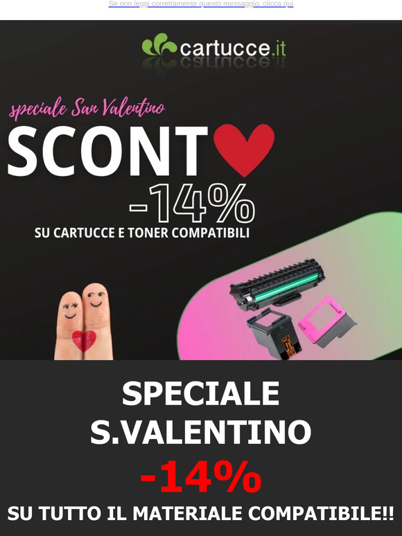 Su cartucce.it speciale S.Valentino : -14% su tutto il compatibile !❤️