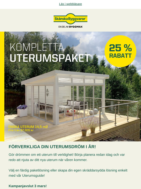 25% rabatt på uterum! 🏡 Ditt nya favoritrum!
