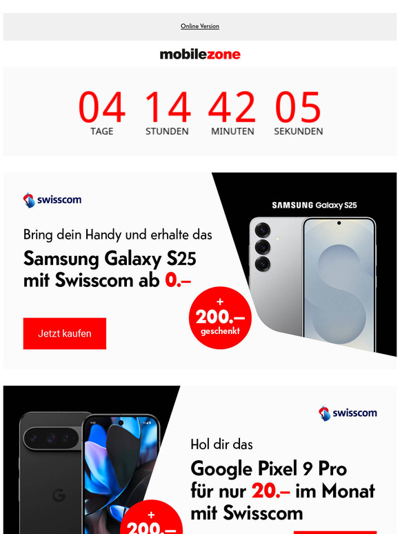 Das Galaxy S25 mit Swisscom ab 0.–