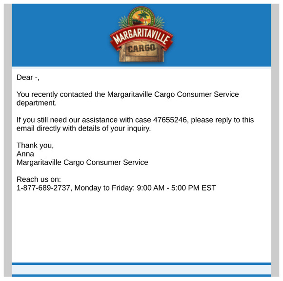 Margaritaville Cargo Consumer Service - 47655246