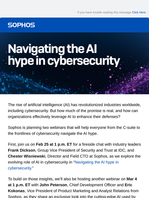 Upcoming webinars to help you navigate the hype around AI in cybersecurity