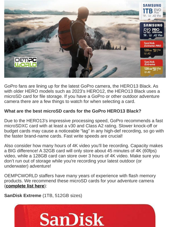 The Best microSD Cards for the GoPro™ HERO13 Black