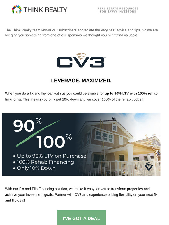 Up to 90% LTV on fix and flip