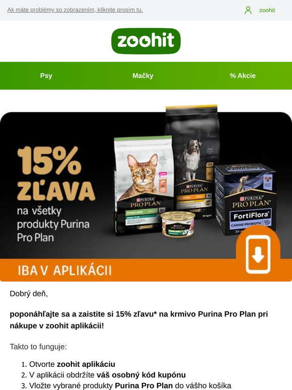 15% zľava na Purina Pro Plan