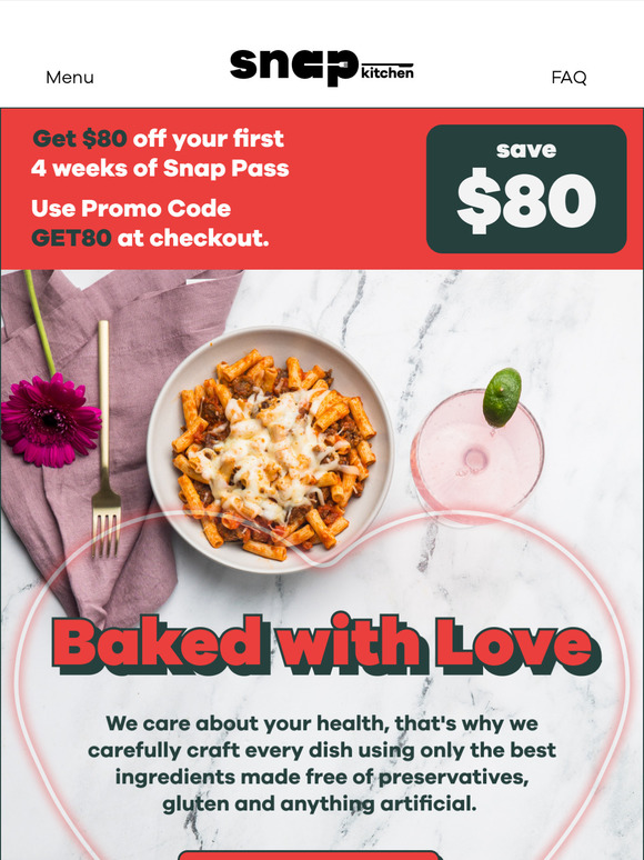 💘 Cheesy Ziti + $80 Off = Love!