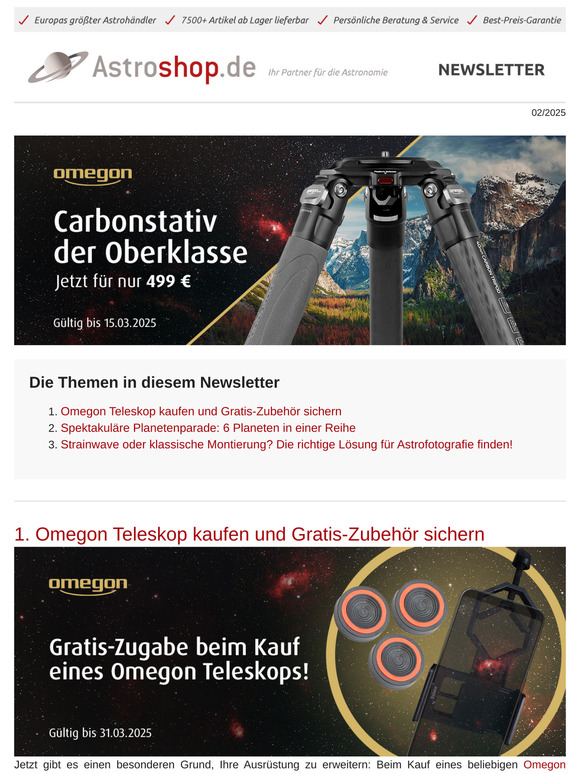 🎀 Nur jetzt: Gratis-Zubehör sichern | Einzigartige Planeten-Parade | Strainwave vs. klassische Montierung?