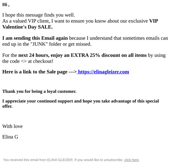 Hey , Your VIP valentine's day Sale Begins Now!