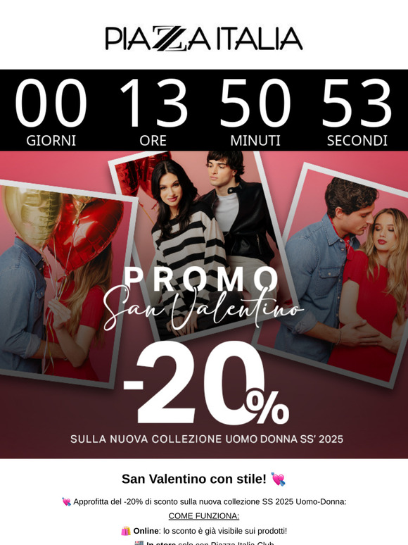 Ultime ore! -20% sulla collezione Primavera-Estate 2025, solo fino a stasera! ⏳