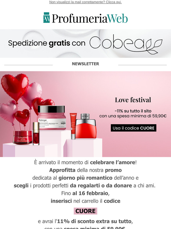 💕 -11% su TUTTO per San Valentino