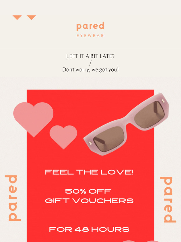 Valentine's Day Offer - 50% off Gift Vouchers for 48 hours!