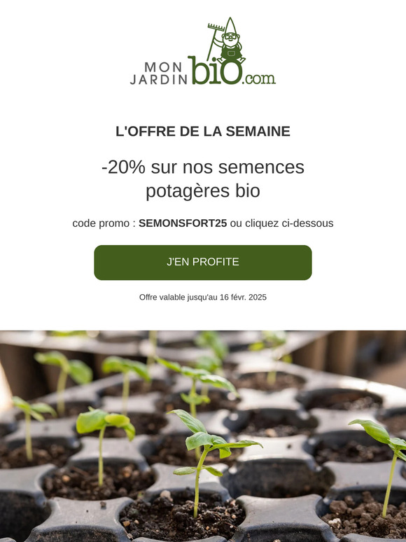 🚀 C'est parti pour les semis ⏬ 20% de remise sur nos semences bio