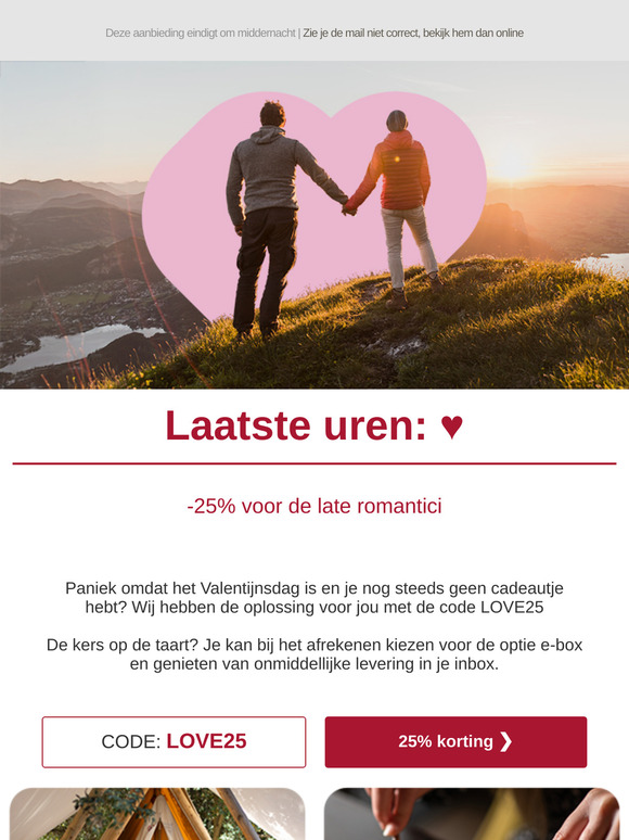 Laatste uren: -25% voor de romantische laatkomers