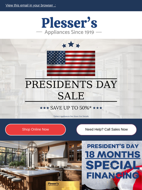 Save Up to 50% on President's Day! 🛒