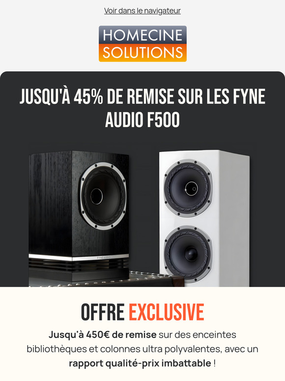Jusqu'à 45% de remise sur la série F500 de Fyne Audio !