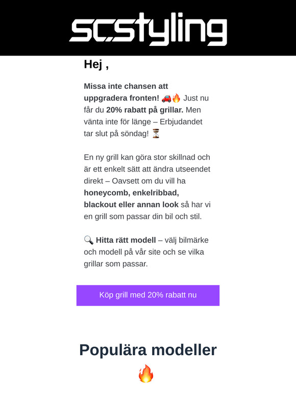 🚗 20% på grillar till bilen – 3 dagar kvar