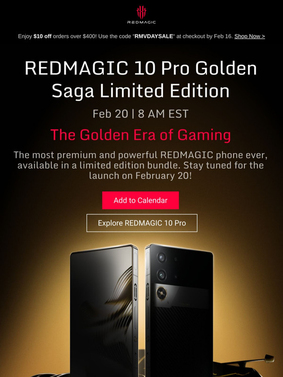 👀Get Ready for the REDMAGIC 10 Pro Golden Saga Limited Edition – Launching Feb 20!