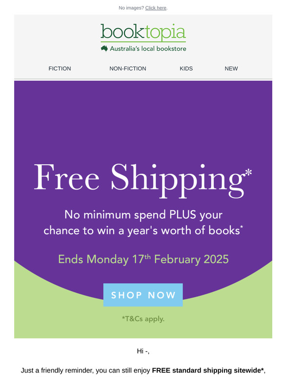 ⏰ Ends tomorrow: FREE shipping with no minimum spend