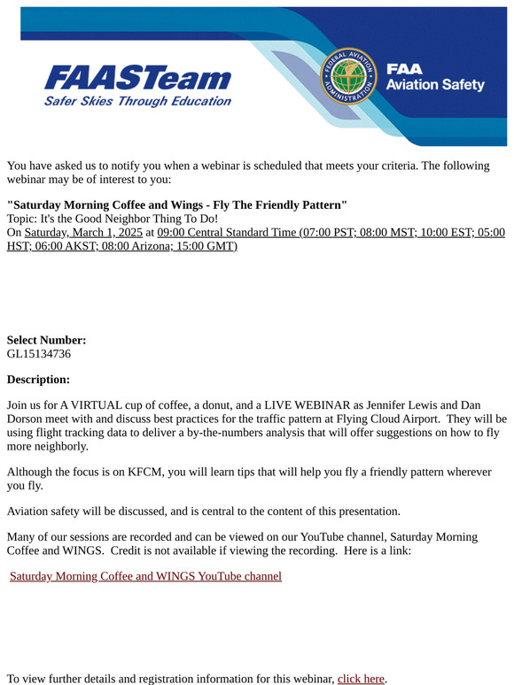 [GL15134736] Saturday Morning Coffee and Wings  -  Fly The Friendly Pattern - FAASafety.gov