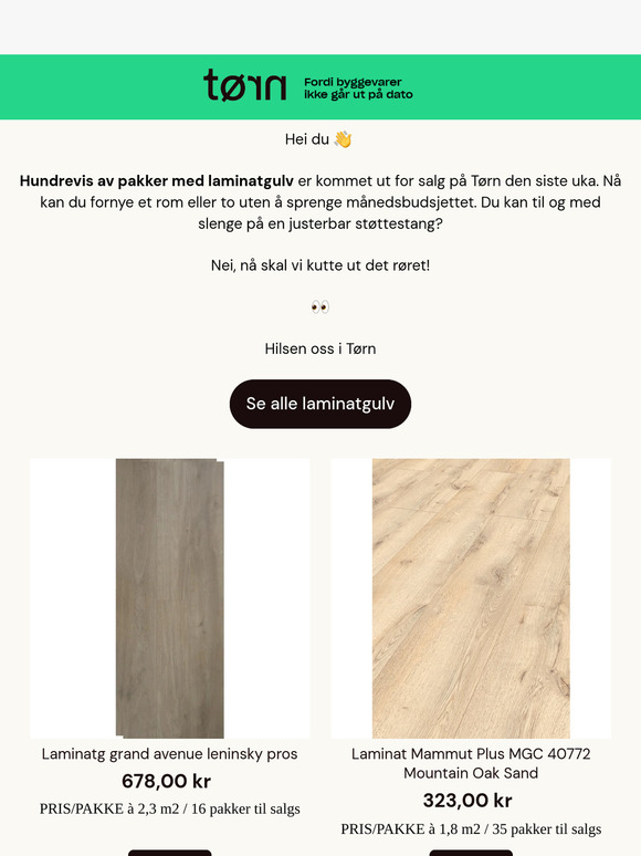 Hundrevis av nye pakker med laminatgulv! 💯