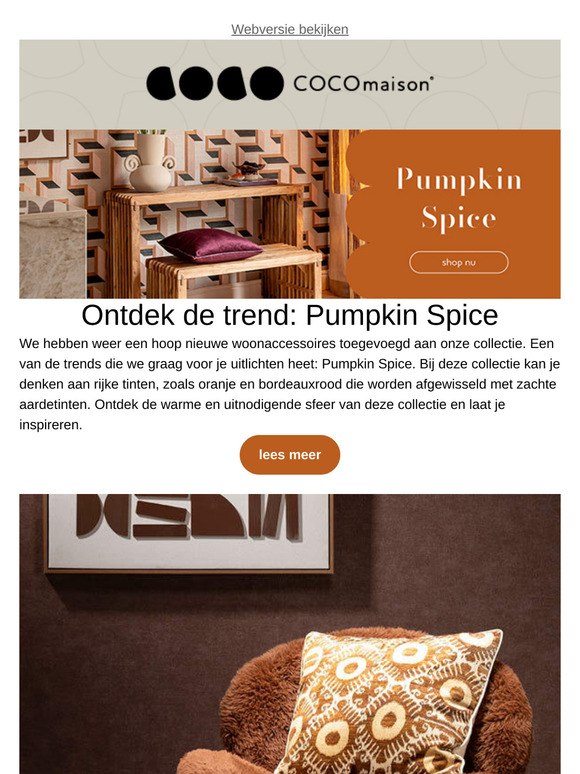 Hi COCOmaison fan, ontdek onze nieuwe collectie: Pumpkin Spice 🟠