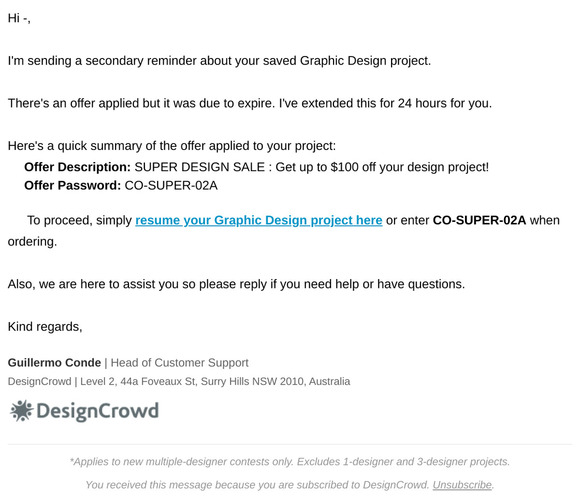 Secondary Reminder - Your Graphic Design project is waiting