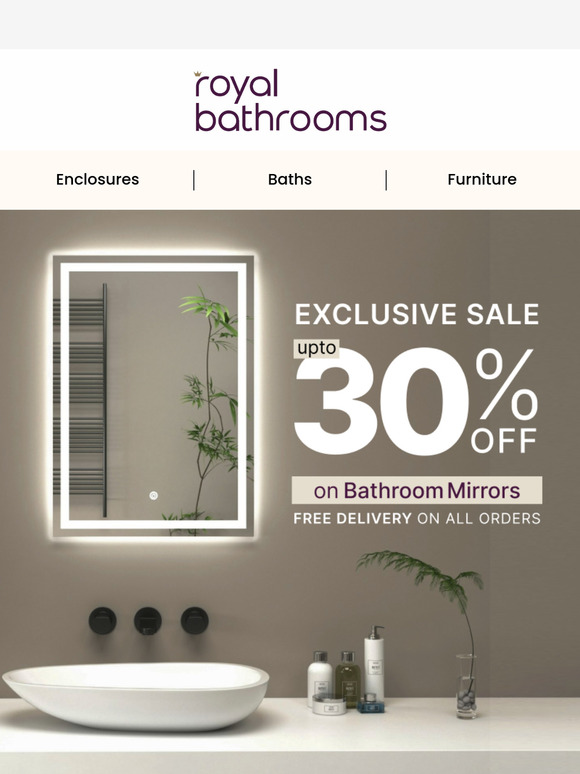💡 Light Up Your Bathroom – 30% Off Mirrors + Free Delivery!
