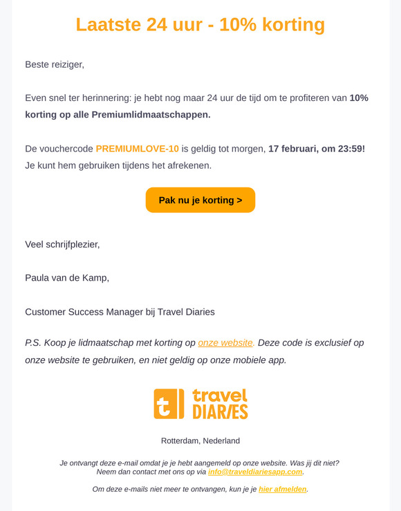 Laatste 24 uur! Je korting eindigt morgen ⌛