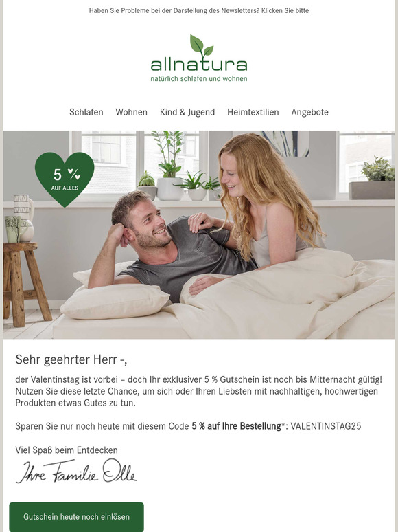 Denken Sie an Ihren 5 % Gutschein!