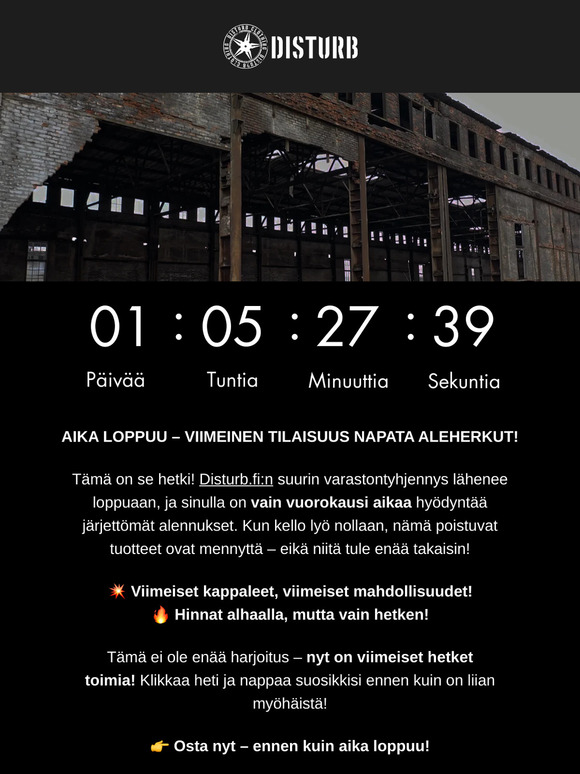 Viimeinen vuorokausi – varastontyhjennys päättyy pian! 🔥