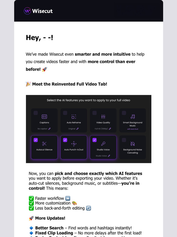 📢 Wisecut’s Full Video Tab Just Got a Major Upgrade!