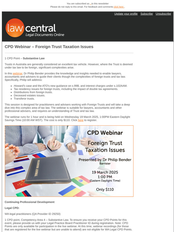 CPD Webinar – Foreign Trust Taxation Issues