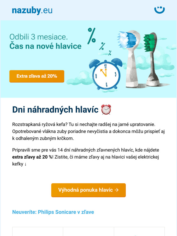[Iba 14 dní] ⏰ Extra zľavy až 20 % na náhradné hlavice →