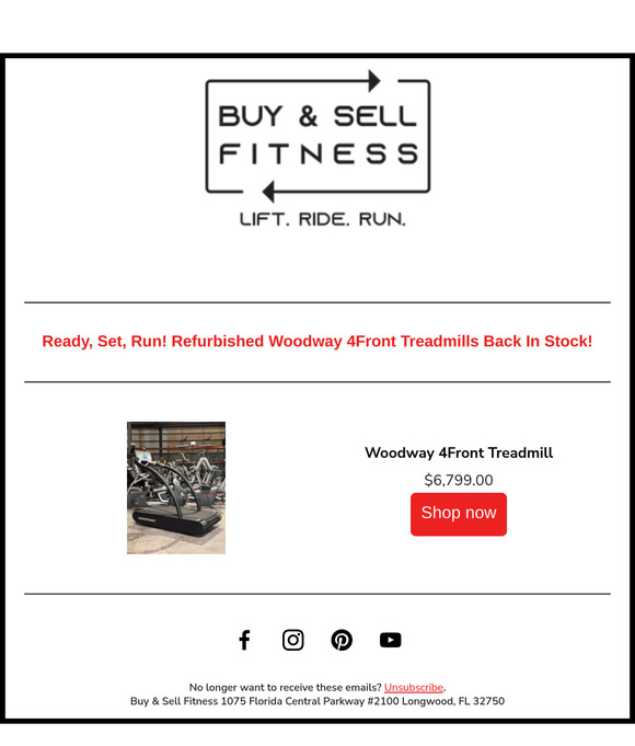 Refurbished Woodway 4Front Treadmills Back In Stock