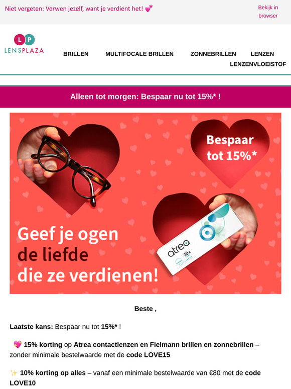 Alleen tot morgen: Bespaar nu tot 15%*!